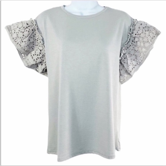 SHE AND SKY ruffled eyelet top M - Picture 3 of 8